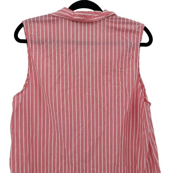 Y2K Ralph Lauren Shirt Dress XL Pink Striped Button Front Cotton Logo Nautical - Picture 8 of 10